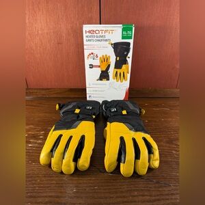 HEATFIT Heated Work Goatskin Gloves Size Extra Large in Yellow & Black